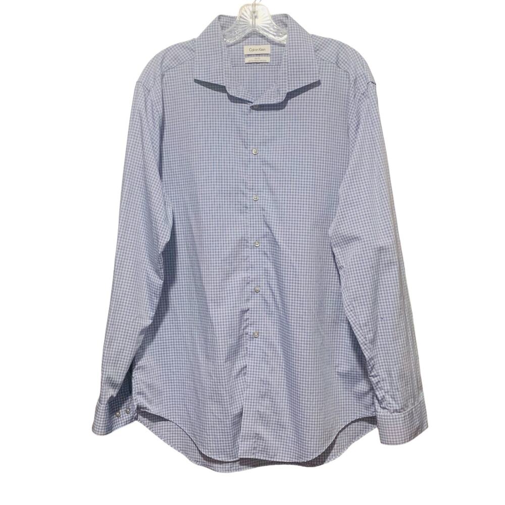 Men's CALVIN KLEIN Shirt Slim Fit 17.5 34/35 Performance Non-Iron Button Down